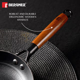 Odin Lightweight Iron Frypan with Wooden Coated Handle - Induction Bottom BG-34433-BK