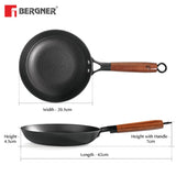 Odin Lightweight Iron Frypan with Wooden Coated Handle – Induction Bottom BG-34431-BK