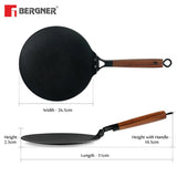 Odin 26cm Lightweight Iron Roti Tawa with Wooden Coated Handle – Induction Bottom BG-34435-BK