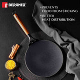 Odin 26cm Lightweight Iron Roti Tawa with Wooden Coated Handle – Induction Bottom BG-34435-BK