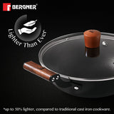 Odin Lightweight Iron Kadai with Glass Lid, Enamel Finish - Induction Bottom BG-34442-BK
