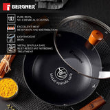 Odin Lightweight Iron Kadai with Glass Lid, Enamel Finish - Induction Bottom BG-34442-BK
