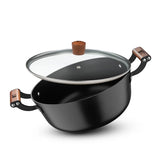 Odin Lightweight Iron Casserole with Glass Lid, Enamel Finish - Induction Bottom BG-34450-BK