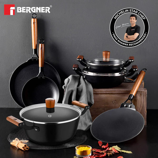 Odin Lightweight Iron Casserole with Glass Lid, Enamel Finish - Induction Bottom BG-34450-BK