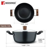Odin Lightweight Iron Casserole with Glass Lid, Enamel Finish - Induction Bottom BG-34450-BK