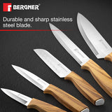 Olive Garden Stainless Steel 7 Pcs Knife Set - Chef Knife, Santoku Knife, Carving Knife, Utility Knife, Paring Knife, Scissor with Wooden Block BG-39212