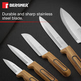 Olive Garden Stainless Steel 6 Pcs Knife Set - Chef Knife, Santoku Knife, Slicer Knife, Utility Knife, Paring Knife with Wooden Knife Block BG-39213