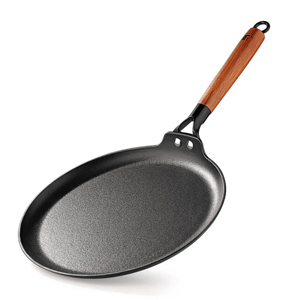 Odin Lightweight Iron Dosa Tawa with Wooden Coated Handle – Induction Bottom BG-34437-BK