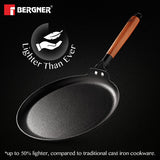 Odin Lightweight Iron Dosa Tawa with Wooden Coated Handle – Induction Bottom BG-34437-BK