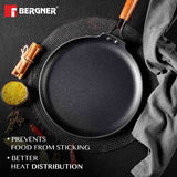 Odin Lightweight Iron Dosa Tawa with Wooden Coated Handle – Induction Bottom BG-34437-BK
