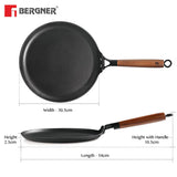 Odin Lightweight Iron Dosa Tawa with Wooden Coated Handle – Induction Bottom BG-34437-BK