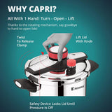 Capri Tri-Ply Pressure Cooker with Low and High Pressure Settings, Safety Lock BGIN-0620