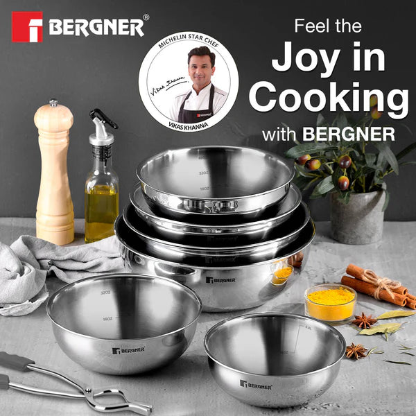 Argent Tri-Ply Stainless Steel 16cm Tasra without Lid, Less Oil Use - Induction Bottom  BGIN-1220