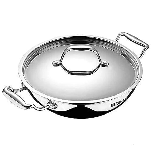 Argent Tri-Ply Stainless Steel Deep Kadai with Stainless Steel Lid - Induction Bottom  40 Cm -12 L Capacity BGIN 1549
