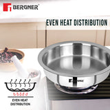 Argent Tri-Ply Stainless Steel 20cm (1.9 Liters) Lagdi with Stainless Steel Lid - Induction Bottom  22 cm / 1.9 L  BGIN-1663