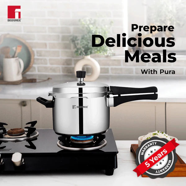 Pura Stainless Steel Outer Lid Pressure Cooker, Tri-Ply Induction Bottom BGIN-1860