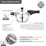 Pura Stainless Steel Belly Shape Outer Lid Pressure Cooker, Tri-Ply Induction Bottom BGIN-1866