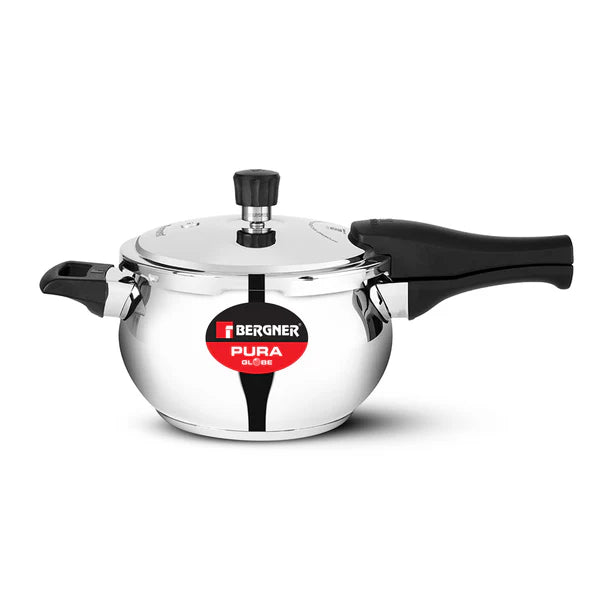 3.5ltr Pura Stainless Steel Belly Shape Outer Lid Pressure Cooker, Tri-Ply Induction Bottom BGIN-1867