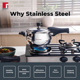 3.5ltr Pura Stainless Steel Belly Shape Outer Lid Pressure Cooker, Tri-Ply Induction Bottom BGIN-1867