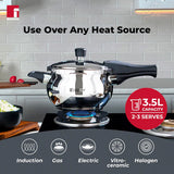3.5ltr Pura Stainless Steel Belly Shape Outer Lid Pressure Cooker, Tri-Ply Induction Bottom BGIN-1867
