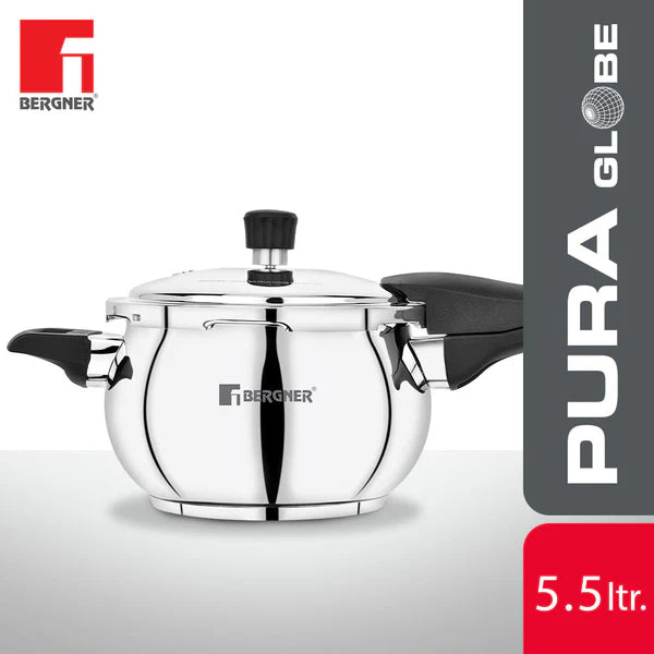 5.5L Pura Stainless Steel Belly Shape Outer Lid Pressure Cooker, Tri-Ply Induction Bottom  BGIN-1868