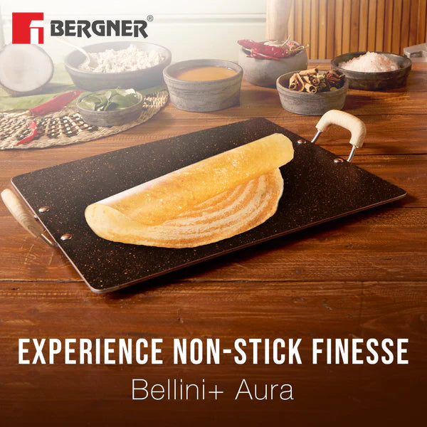 Bellini Plus Aura Non-Stick Patri Tawa, Consumes Less Oil - Gas Stove Compatible BGIN-2213-BK
