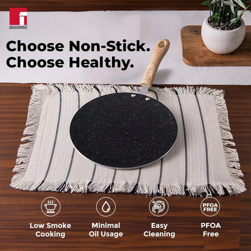 Bellini Plus Aura 5-Layer Non-Stick Concave Roti Tawa, Thickness 4mm - Induction Bottom-BGIN-2216-BK