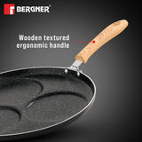 Bellini Plus Aura 5-Layer Non-Stick 3 PIT Uttapam Tawa with Wooden Finish Soft Touch Handle, PFOA Free, Durable - Gas Stove Ready BGIN-2217-BK
