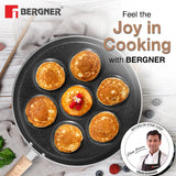 Bellini Plus Aura 5-Layer Non-Stick 7 PIT Uttapam Tawa with Wooden Finish Soft Touch Handle, PFOA Free, Durable - Gas Stove Ready BGIN-2218-BK