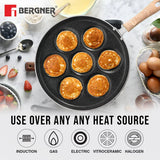 Bellini Plus Aura 5-Layer Non-Stick 7 PIT Uttapam Tawa with Wooden Finish Soft Touch Handle, PFOA Free, Durable - Gas Stove Ready BGIN-2218-BK