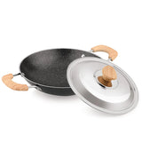 Bellini Plus Aura 5-Layer Non-Stick 20cm Appachetty with Stainless Steel Lid, Wooden Finish Soft Touch Handle, Even Heat Distribution - Gas Stove Compatible  BGIN-2220-BK