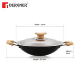 Bellini Plus Aura 5-Layer Non-Stick 20cm Appachetty with Stainless Steel Lid, Wooden Finish Soft Touch Handle, Even Heat Distribution - Gas Stove Compatible  BGIN-2220-BK