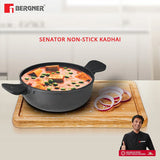 Senator Die-Cast Non-Stick Kadai With Glass Lid, Minimal Oil Use for Healthy Cooking - Induction Bottom BGIN-2571