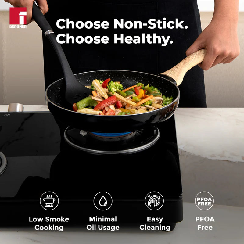 Bellini Plus Aura 5-Layer Non-Stick Omelet Pan / Frypan, 20cm/1.4L, Thickness 3.2mm - Induction Bottom-BGIN-31259-BK