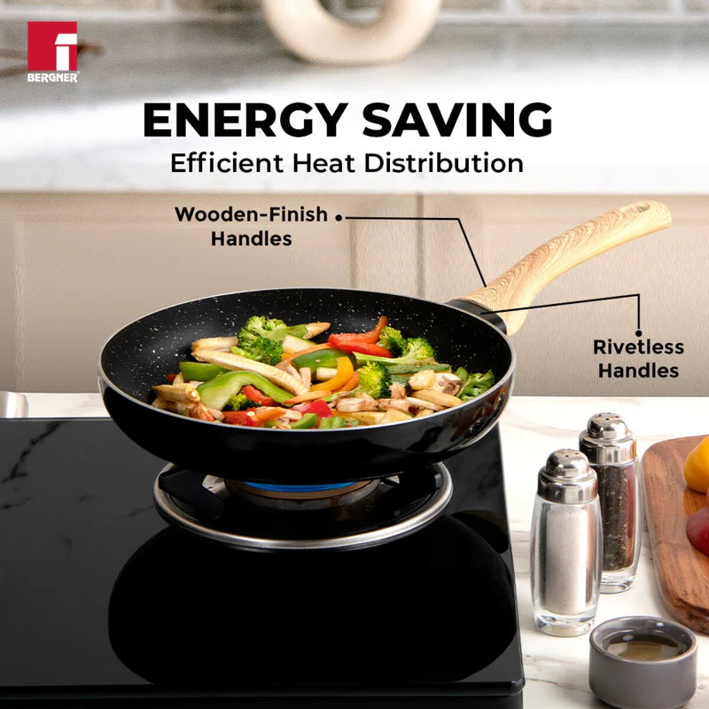 Bellini Plus Aura 5-Layer Non-Stick Omelet Pan / Frypan, 20cm/1.4L, Thickness 3.2mm - Induction Bottom-BGIN-31259-BK