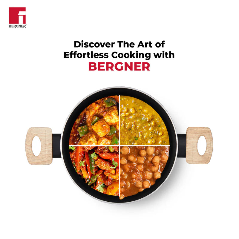Bellini Plus Aura 5-Layer Non-Stick Kadai with Glass Lid, 20cm/2.3L, Induction Bottom-BGIN-31263-BK