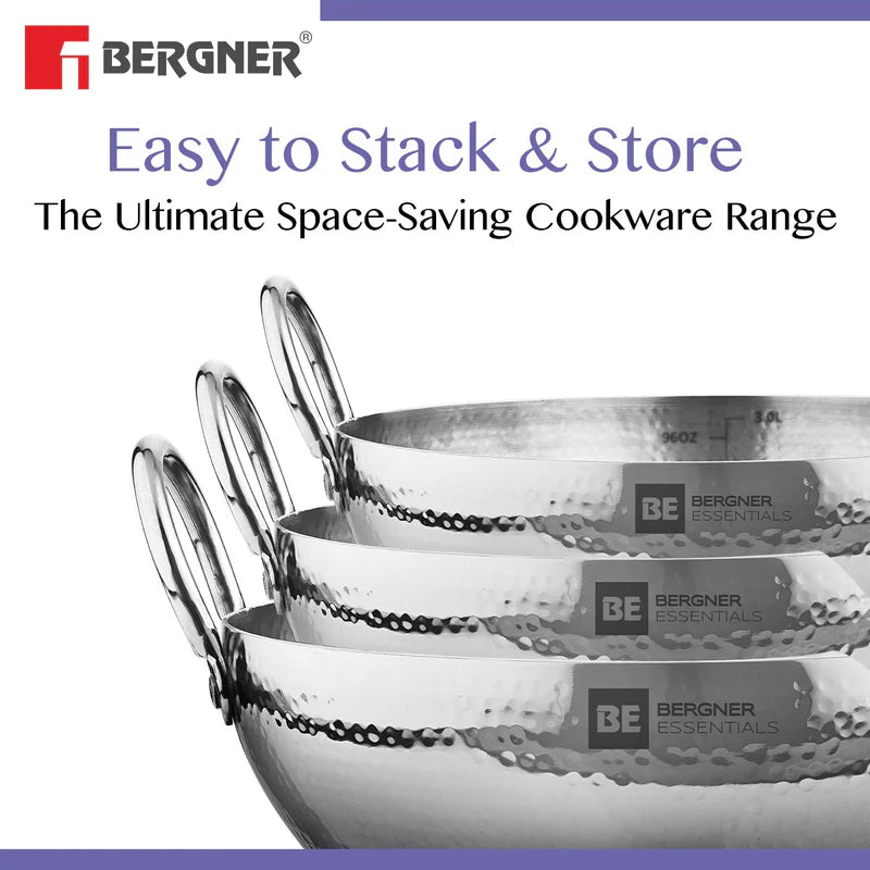 BE Essentials Hammered 1.3L Kadai - Gas Stove Compatible