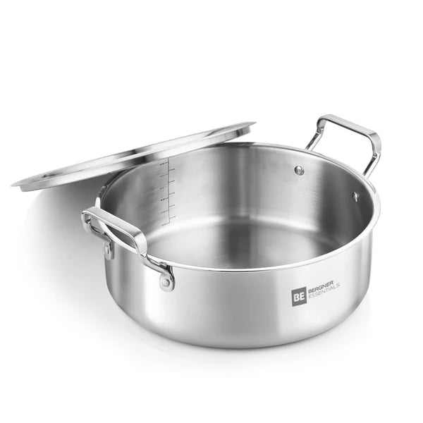 Bergner BE Essentials Tri-Ply Stainless Steel Shallow Biryani Pan with Stainless Steel Lid  BGIN-6260