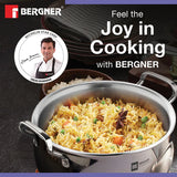 Bergner BE Essentials Tri-Ply Stainless Steel 3 Pcs Rice Handi Set with 3 Flat Glass Lids - Induction Bottom