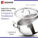 Bergner BE Essentials Tri-Ply Stainless Steel 3 Pcs Rice Handi Set with 3 Flat Glass Lids - Induction Bottom