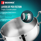 Argent Saira Saiba Tri-Ply Stainless Steel 3 Pcs Cookware Set - Multi Frypan and Casserole with Common Stainless Steel Lid, Less Oil Use - Induction BottomBGIN-6407