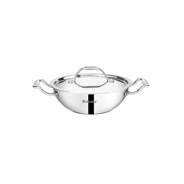 Argent Junior Chef Tri-Ply Stainless Steel Kadai with Stainless Steel Lid - Induction Bottom 16cm BGIN-6908