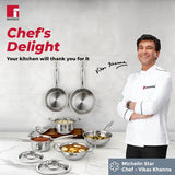 Argent Junior Chef Tri-Ply Stainless Steel Kadai with Stainless Steel Lid - Induction Bottom 16cm BGIN-6908