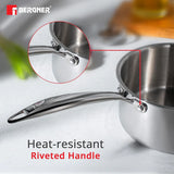 Argent Junior Chef Tri-Ply Stainless Steel 12cm (800ml) Saucepan with Stainless Steel Lid - Induction Bottom 12cm BGIN-6910