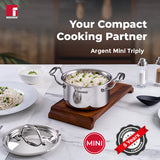 Argent Junior Chef Tri-Ply Stainless Steel Casserole with Stainless Steel Lid - Induction Bottom 12 cm / 0.8 L BGIN-6914