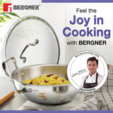 Bergner Essentials Tri-Ply Stainless Steel Kadai - Full Induction Bottom 26cm (3.9 L) BGIN-7313