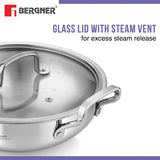 Bergner Essentials Tri-Ply Stainless Steel Kadai - Full Induction Bottom 26cm (3.9 L) BGIN-7313