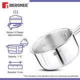 Bergner Essentials Tri-Ply Stainless Steel Teapan / Milk Pan - Full Induction Bottom 18cm (2 L) - BGIN-7319