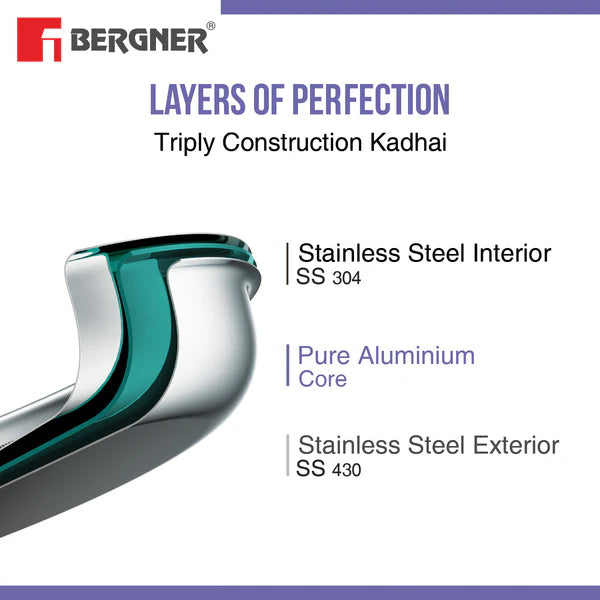 Bergner Essentials Tri-Ply Stainless Steel Teapan / Milk Pan - Full Induction Bottom 18cm (2 L) - BGIN-7319