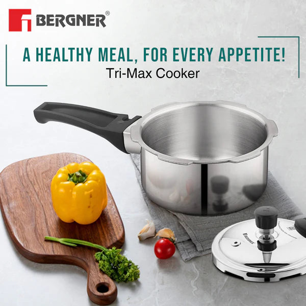 Tri-Max Junior Tri-Ply Stainless Steel 1 Litre Outer Lid Mini Pressure Cooker - Induction Bottom and Gas Stove Ready  BGIN-7860